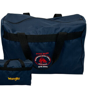 Vintage 2000 National Finals Rodeo NFR Wrangler Duffle Bag Boot Barn Duffel Blue